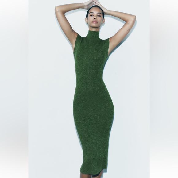 Zara NWT Knit Dress With Metallic Thread size M - Picture 3 of 10